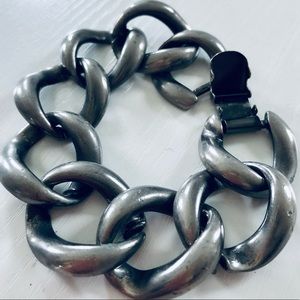 VTG 80s tungsten look XL 1” Link unisex 8” CHAIN bracelet
